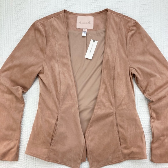 Hutch Anthropologie Jacket Draped Faux Suede Neutral Size Medium, NWT - Picture 4 of 16